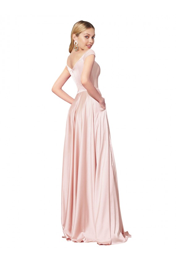 High Neck Long Satin Pink Sleeveless Formal Evening Gown / Prom Dress / Bridesmaid Dress Victoria