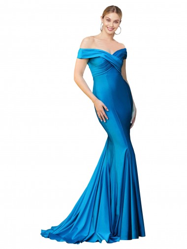 High Neck Long Satin Peacock Blue Sleeveless Formal Evening Gown / Prom Dress / Bridesmaid Dress Victoria