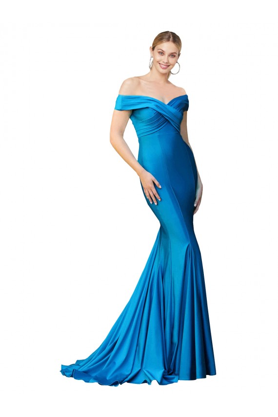 High Neck Long Satin Peacock Blue Sleeveless Formal Evening Gown / Prom Dress / Bridesmaid Dress Victoria