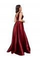 V-Neck Long Satin Burgundy Sleeveless Formal Plus Size Evening Gown / Prom Dress / Bridesmaid Dress Victoria