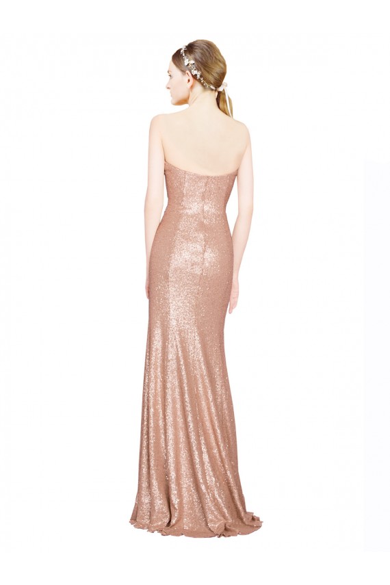 Sweetheart Long Sequin Rose Gold Sleeveless Formal Evening Gown / Prom Dress / Bridesmaid Dress Victoria