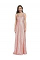 V-Neck Long Sequin Rose Gold Sleeveless Formal Evening Gown / Prom Dress / Bridesmaid Dress Victoria