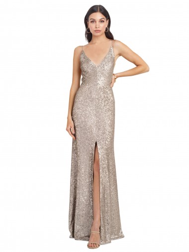 High Neck Long Sequin & Sparkling Sequin Silver Sleeveless Formal Evening Gown / Prom Dress / Bridesmaid Dress Victoria