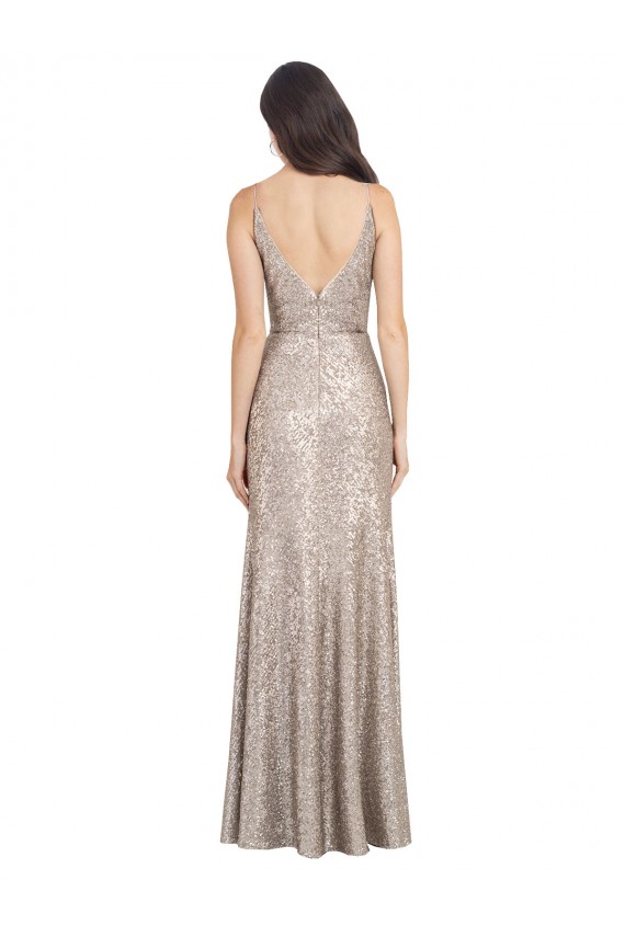 High Neck Long Sequin & Sparkling Sequin Silver Sleeveless Formal Evening Gown / Prom Dress / Bridesmaid Dress Victoria