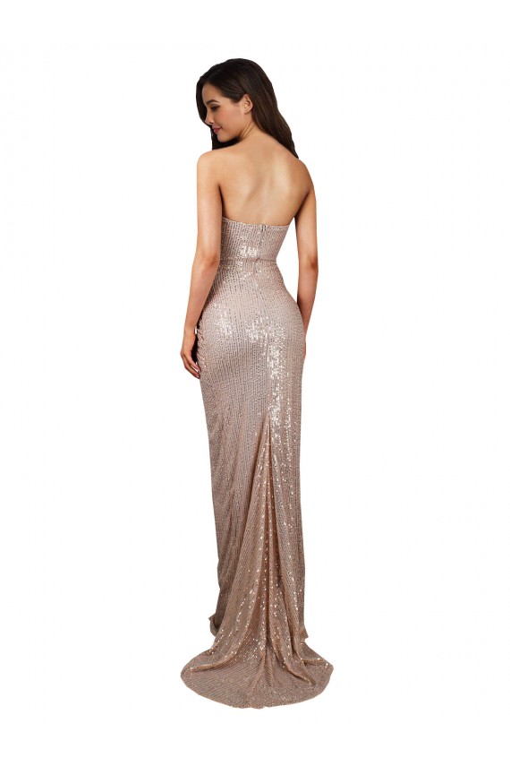 Scoop Neck Long Sequin Champagne Sleeveless Formal Evening Gown / Prom Dress / Bridesmaid Dress Victoria