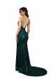 V-Neck Long Sequin Dark Green Mermaid Sleeveless Formal Evening Gown / Prom Dress / Bridesmaid Dress Victoria