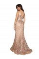 V-Neck Long Sequin & Sparkling Sequin Rose Gold Sleeveless Formal Plus Size Evening Gown / Prom Dress / Bridesmaid Dress Victoria