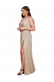 V-Neck Long Sequin Gold Sleeveless Black Tie Plus Size Evening Gown / Prom Dress / Bridesmaid Dress Victoria