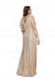 V-Neck Long Sequin Gold Sleeveless Black Tie Plus Size Evening Gown / Prom Dress / Bridesmaid Dress Victoria