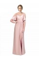 Off the Shoulder Long Silk like Satin Cold Shoulder Formal Evening Gown / Prom Dress / Bridesmaid Dress Victoria