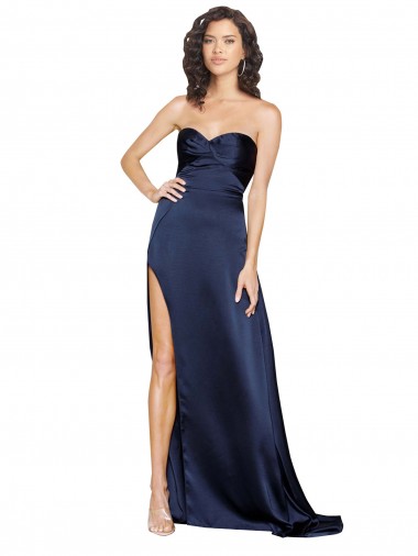 High Neck Long Silk like Satin Sapphire Sleeveless Formal Evening Gown / Prom Dress / Bridesmaid Dress Victoria