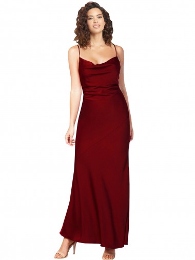 Cowl Neck Long Silk like Satin Burgundy Sleeveless Black Tie Evening Gown / Prom Dress / Bridesmaid Dress Victoria