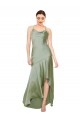 Cowl Neck Long Silk like Satin Smoke Green Sleeveless High Low Evening Gown / Prom Dress / Bridesmaid Dress Victoria