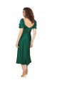 Sweetheart Midi Length Silk like Satin Hunter Short Sleeves Formal Evening Gown / Prom Dress / Bridesmaid Dress Victoria