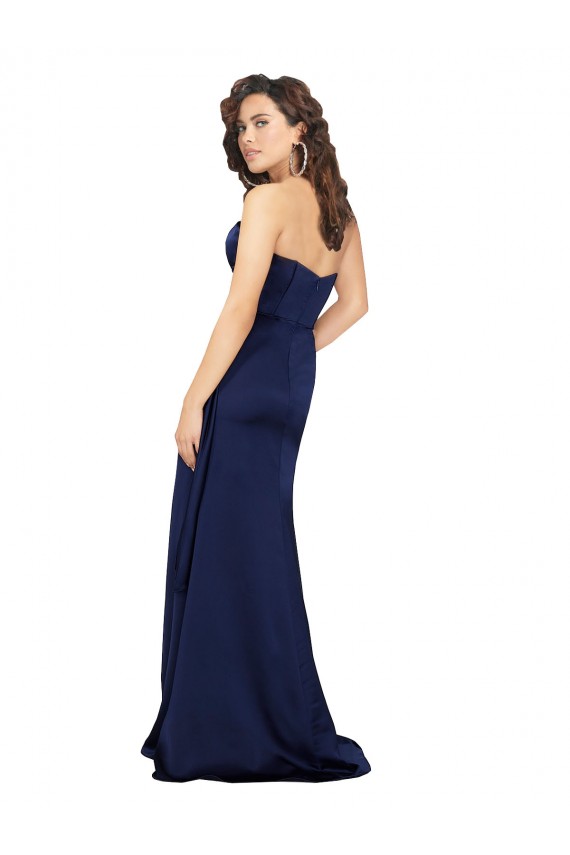 Strapless Long Silk like Satin Sapphire Sleeveless Formal Evening Gown / Prom Dress / Bridesmaid Dress Victoria