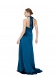 Halter Neck Long Silk like Satin Peacock Blue Sleeveless Formal Evening Gown / Prom Dress / Bridesmaid Dress Victoria