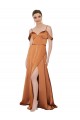 Sweetheart Long Silk like Satin Orange Cold Shoulder Formal Evening Gown / Prom Dress / Bridesmaid Dress Victoria