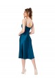 V-Neck Midi Length Silk like Satin Peacock Blue Sleeveless Prom Dress / Bridesmaid Dress Victoria