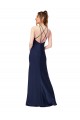 High Neck Long Silk like Satin Sapphire Sheath Sleeveless Formal Evening Gown / Prom Dress / Bridesmaid Dress Victoria