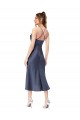 Cowl Neck Midi Length Silk like Satin Black Sleeveless High Low Evening Gown / Prom Dress / Bridesmaid Dress Victoria