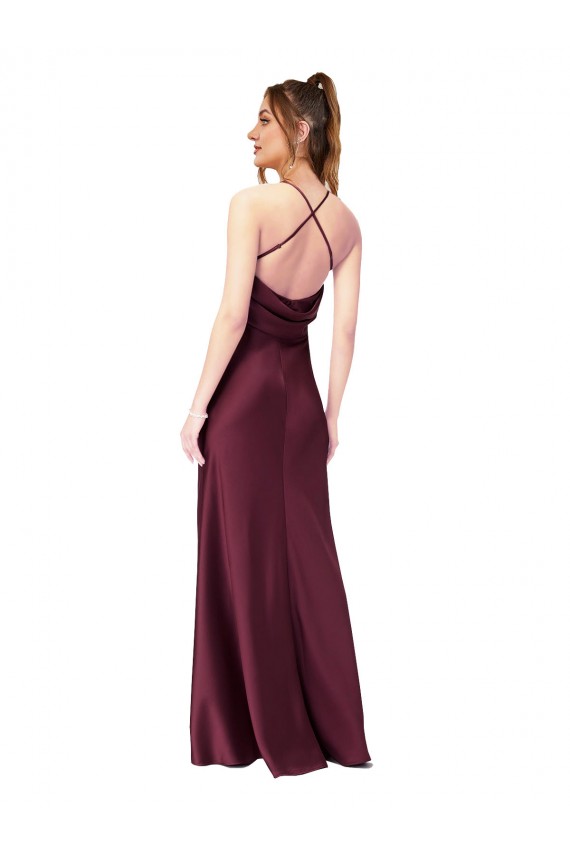 V-Neck Long Silk like Satin Black Sleeveless Black Tie Evening Gown / Prom Dress / Bridesmaid Dress Victoria