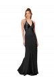 V-Neck Long Silk like Satin Black Sleeveless Black Tie Evening Gown / Prom Dress / Bridesmaid Dress Victoria