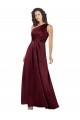 One Shoulder Long Silk like Satin Burgundy Sleeveless Formal Evening Gown / Prom Dress / Bridesmaid Dress Victoria
