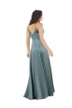 V-Neck Long Silk like Satin Black A-Line Sleeveless Formal Evening Gown / Prom Dress / Bridesmaid Dress Victoria