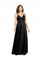 V-Neck Long Silk like Satin Black A-Line Sleeveless Formal Evening Gown / Prom Dress / Bridesmaid Dress Victoria