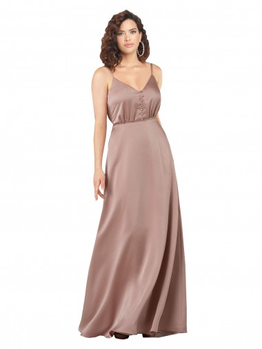 Sweetheart Long Silk like Satin Dusty Pink Sleeveless Formal Evening Gown / Bridesmaid Dress Victoria