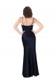 Cowl Neck Long Silk like Satin Dark Navy Sleeveless Black Tie Evening Gown / Prom Dress / Bridesmaid Dress Victoria