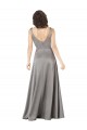 V-Neck Long Silk like Satin Pearl Grey Sleeveless Formal Evening Gown / Prom Dress / Bridesmaid Dress Victoria