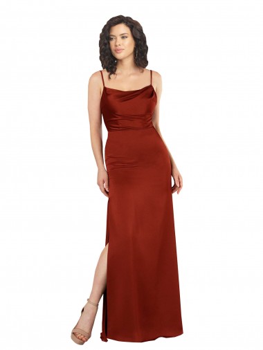Square Neck Long Silk like Satin Red Sleeveless Formal Evening Gown / Prom Dress / Bridesmaid Dress Victoria