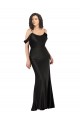 Off the Shoulder Long Silk like Satin Black Sleeveless Formal Dress / Bridesmaid Dress Victoria