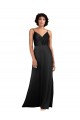 V-Neck Long Silk like Satin Black Column Sleeveless Formal Evening Gown / Prom Dress / Bridesmaid Dress Victoria