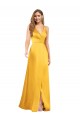 V-Neck Long Silk like Satin Sleeveless Formal Dress / Bridesmaid Dress Victoria