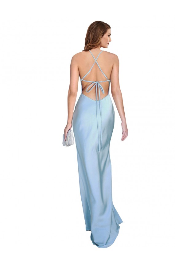 Cowl Neck Long Silk like Satin Light Sky Blue Sleeveless Formal Evening Gown / Prom Dress / Bridesmaid Dress Victoria