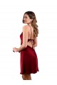 Cowl Neck Midi Length Silk like Satin Burgundy Sleeveless Formal Evening Gown / Prom Dress / Bridesmaid Dress Victoria