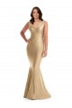 V-Neck Long Silk like Satin Soft Gold Sleeveless Formal Plus Size Evening Gown / Prom Dress / Bridesmaid Dress Victoria