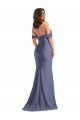 Off the Shoulder Long Silk like Satin French Blue Sleeveless Black Tie Plus Size Evening Gown / Prom Dress / Bridesmaid Dress Victoria