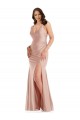 V-Neck Long Silk like Satin Dusty Pink Sleeveless Formal Plus Size Evening Gown / Prom Dress / Bridesmaid Dress Victoria