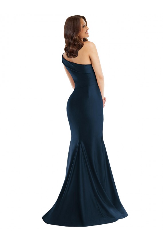 One Shoulder Long Silk like Satin Light Sky Blue Sleeveless Formal Evening Gown / Prom Dress / Bridesmaid Dress Victoria