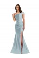 One Shoulder Long Silk like Satin Light Sky Blue Sleeveless Formal Evening Gown / Prom Dress / Bridesmaid Dress Victoria