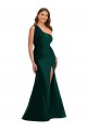 One Shoulder Long Silk like Satin Ever Green Sleeveless Formal Plus Size Evening Gown / Prom Dress / Bridesmaid Dress Victoria