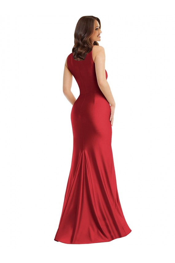 Square Neck Long Silk like Satin Red Sleeveless Formal Plus Size Evening Gown / Prom Dress / Bridesmaid Dress Victoria