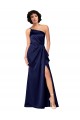 One Shoulder Long Silk like Satin Sapphire Sleeveless Black Tie Evening Gown / Prom Dress / Bridesmaid Dress Victoria