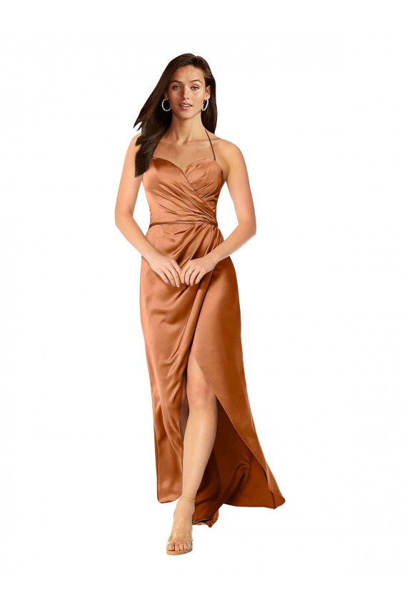 Sweetheart Long Silk like Satin Orange Sleeveless High Low Evening Gown / Prom Dress / Bridesmaid Dress Victoria