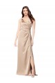 V-Neck Long Silk like Satin Champagne Pink Sleeveless Formal Evening Gown / Prom Dress / Bridesmaid Dress Victoria
