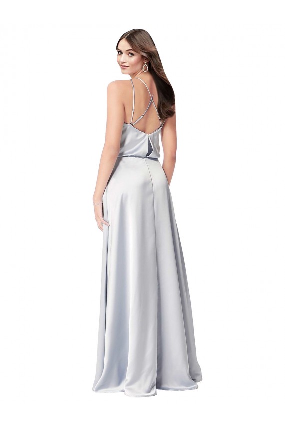 Halter Neck Long Silk like Satin Fog Sleeveless Formal Evening Gown / Bridesmaid Dress Victoria