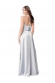 Halter Neck Long Silk like Satin Fog Sleeveless Formal Evening Gown / Bridesmaid Dress Victoria